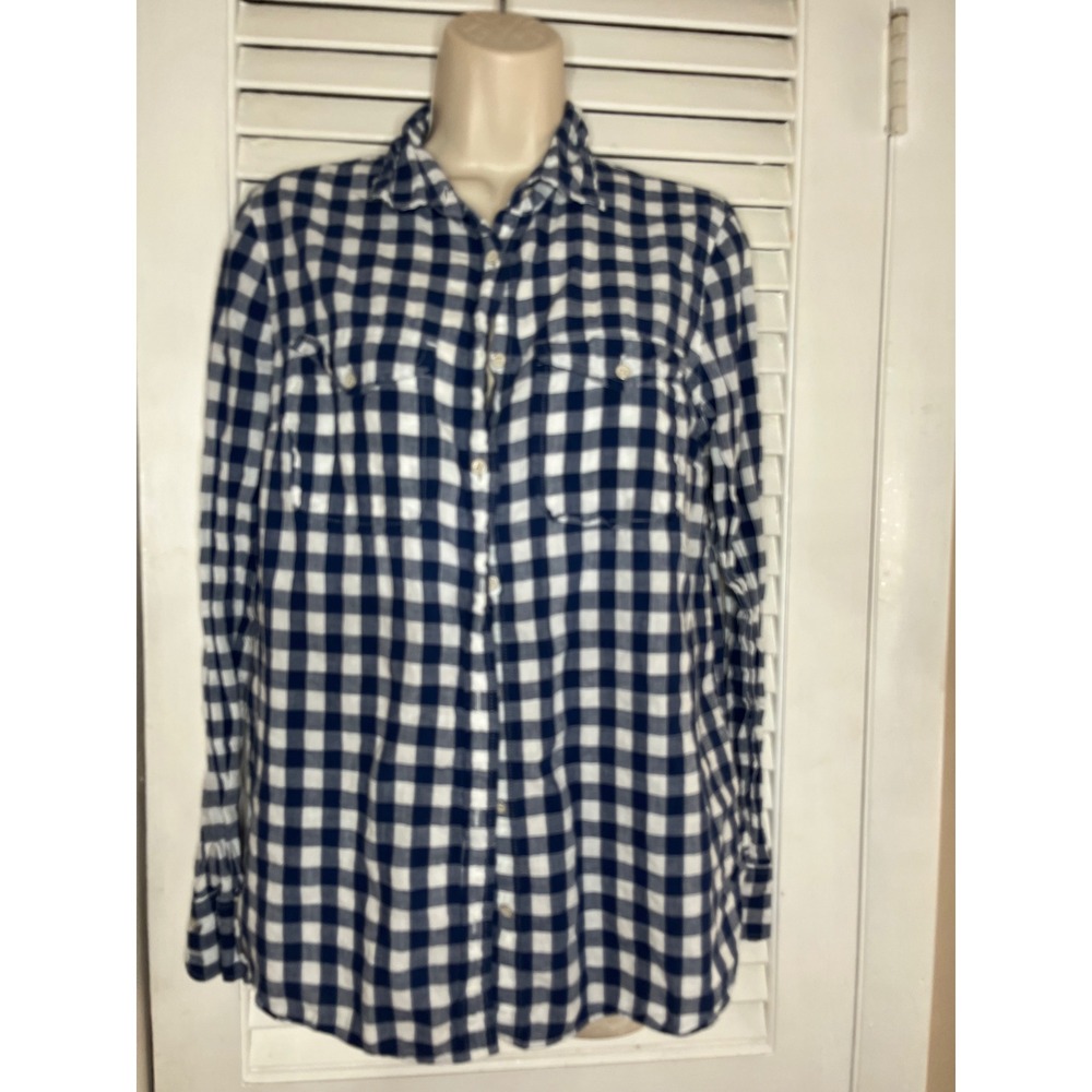 J.Crew linen blend Gingham Plaid Shirt Long Sleeve Button Down Casual Top 8